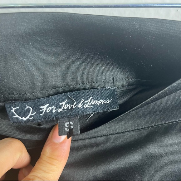 For Love And Lemons Women’s Maxi Skirt Satin Slit Black Size S High Waisted - Picture 12 of 15